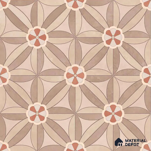 Moroccan Wall & Floor Tile TL 05986 Star Flower 200 x 200 mm Vitrified Glue Matte Finish - 9 mm | Ideal For Bathroom, Kitchen, Dining Areas | Please Expect a Slight Variation of Pattern (Sample)