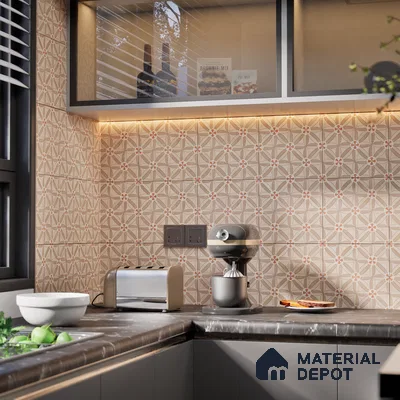 Moroccan Wall & Floor Tile TL 05986 Star Flower 200 x 200 mm Vitrified Glue Matte Finish - 9 mm | Ideal For Bathroom, Kitchen, Dining Areas | Please Expect a Slight Variation of Pattern (Sample)