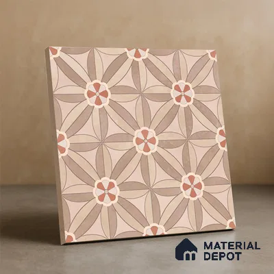 Moroccan Wall & Floor Tile TL 05986 Star Flower 200 x 200 mm Vitrified Glue Matte Finish - 9 mm | Ideal For Bathroom, Kitchen, Dining Areas | Please Expect a Slight Variation of Pattern (Sample)