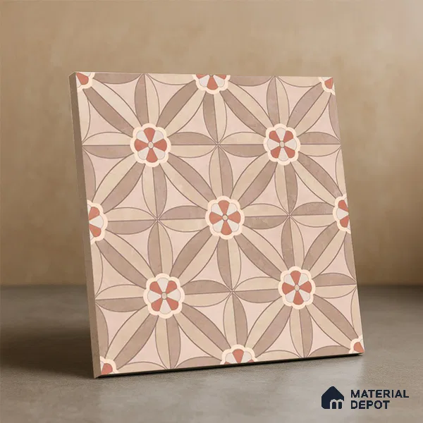 Moroccan Wall & Floor Tile TL 05986 Star Flower 200 x 200 mm Vitrified Glue Matte Finish - 9 mm | Ideal For Bathroom, Kitchen, Dining Areas | Please Expect a Slight Variation of Pattern (Sample)