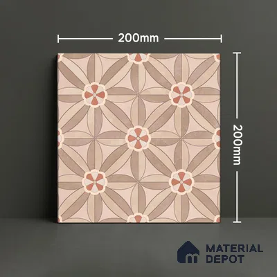 Moroccan Wall & Floor Tile TL 05986 Star Flower 200 x 200 mm Vitrified Glue Matte Finish - 9 mm | Ideal For Bathroom, Kitchen, Dining Areas | Please Expect a Slight Variation of Pattern (Sample)