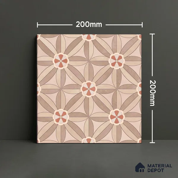 Moroccan Wall & Floor Tile TL 05986 Star Flower 200 x 200 mm Vitrified Glue Matte Finish - 9 mm | Ideal For Bathroom, Kitchen, Dining Areas | Please Expect a Slight Variation of Pattern (Sample)