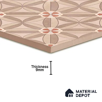 Moroccan Wall & Floor Tile TL 05986 Star Flower 200 x 200 mm Vitrified Glue Matte Finish - 9 mm | Ideal For Bathroom, Kitchen, Dining Areas | Please Expect a Slight Variation of Pattern (Sample)