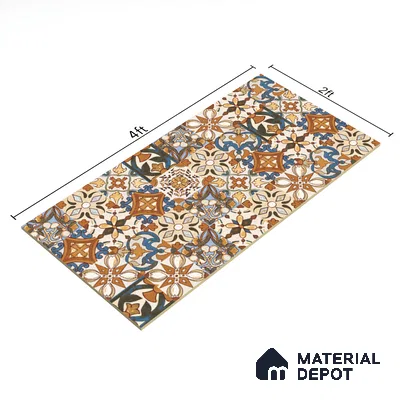 Moroccan Wall Tile TL 06120 Royal Jaisalmer Decor 4 ft x 2 ft Vitrified Matte Finish - 9 mm | Suitable For Living Room, Bedroom, Bathroom, Kitchen (Sample)