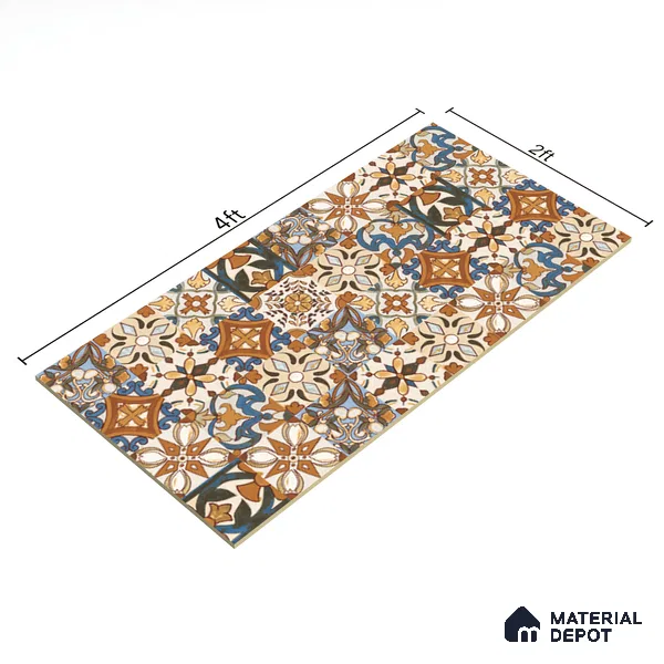 Moroccan Wall Tile TL 06120 Royal Jaisalmer Decor 4 ft x 2 ft Vitrified Matte Finish - 9 mm | Suitable For Living Room, Bedroom, Bathroom, Kitchen (Sample)