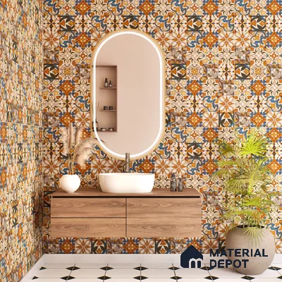 Moroccan Wall Tile TL 06120 Royal Jaisalmer Decor 4 ft x 2 ft Vitrified Matte Finish - 9 mm | Suitable For Living Room, Bedroom, Bathroom, Kitchen (Sample)