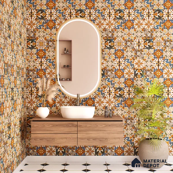 Moroccan Wall Tile TL 06120 Royal Jaisalmer Decor 4 ft x 2 ft Vitrified Matte Finish - 9 mm | Suitable For Living Room, Bedroom, Bathroom, Kitchen (Sample)