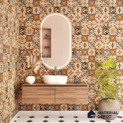 Moroccan Wall Tile TL 06120 Royal Jaisalmer Decor 4 ft x 2 ft Vitrified Matte Finish - 9 mm | Suitable For Living Room, Bedroom, Bathroom, Kitchen