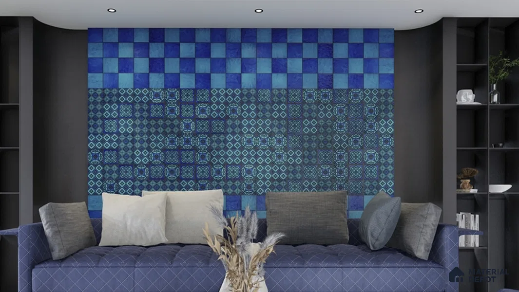 Moroccan Wall Handmade Tile TL 05870 Pattern 1 Aqua Medley 148 mm x 148 mm Vitrified - 9 mm | Random Mix Patterns | Suitable For Living Room, Bedroom, Kitchen