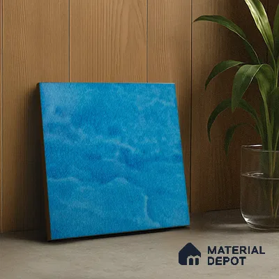 Punch Wall Handmade Tile TL 05870 B Pattern 2 Aqua Crackle 148 mm x 148 mm Vitrified - 9 mm | Random Mix Patterns | Suitable For Living Room, Bedroom, Kitchen