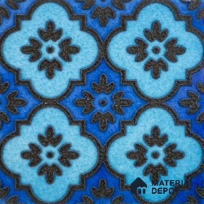 Moroccan Wall Handmade Tile TL 05870 Pattern 1 Aqua Medley 148 mm x 148 mm Vitrified - 9 mm | Random Mix Patterns | Suitable For Living Room, Bedroom, Kitchen