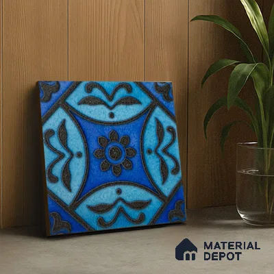 Moroccan Wall Handmade Tile TL 05870 Pattern 1 Aqua Medley 148 mm x 148 mm Vitrified - 9 mm | Random Mix Patterns | Suitable For Living Room, Bedroom, Kitchen