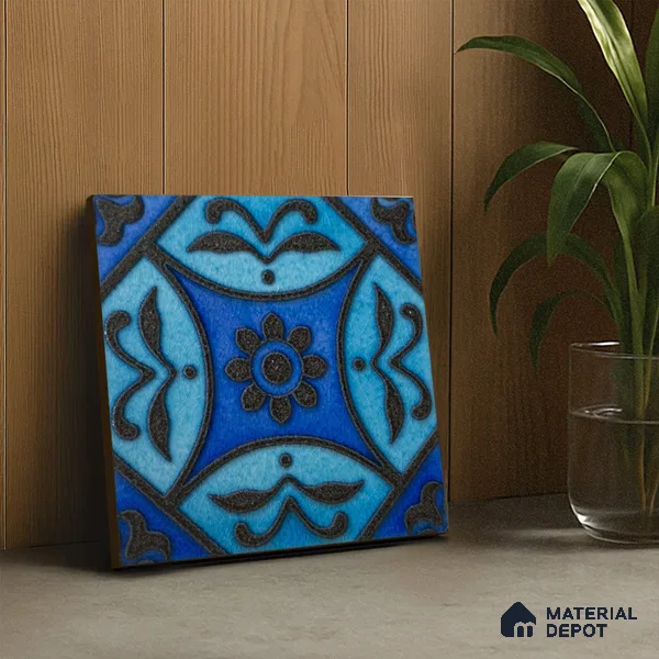 Moroccan Wall Handmade Tile TL 05870 Pattern 1 Aqua Medley 148 mm x 148 mm Vitrified - 9 mm | Random Mix Patterns | Suitable For Living Room, Bedroom, Kitchen