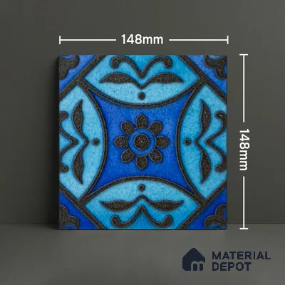 Moroccan Wall Handmade Tile TL 05870 Pattern 1 Aqua Medley 148 mm x 148 mm Vitrified - 9 mm | Random Mix Patterns | Suitable For Living Room, Bedroom, Kitchen