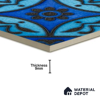 Moroccan Wall Handmade Tile TL 05870 Pattern 1 Aqua Medley 148 mm x 148 mm Vitrified - 9 mm | Random Mix Patterns | Suitable For Living Room, Bedroom, Kitchen