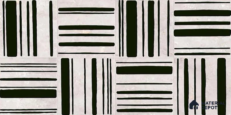 Highlighter Wall Tile TL 05335 Splendore Highlighter 2 Black Bianco 2 ft x 1 ft Ceramic Matte Finish - 9 mm | Suitable for Kitchen, Bathroom & Balcony Walls (Sample)