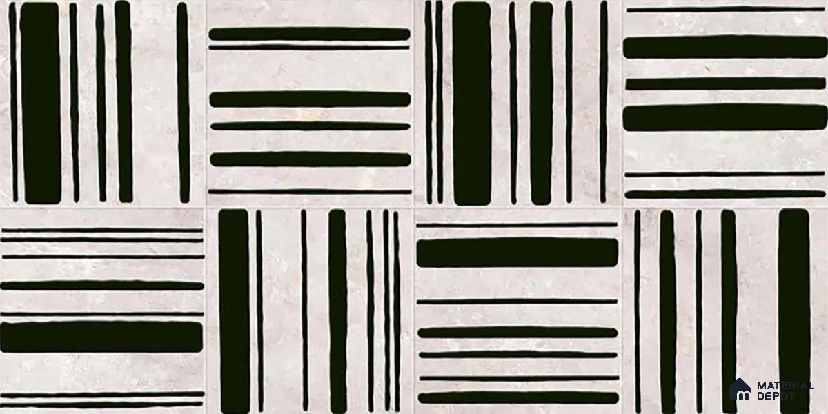 Highlighter Wall Tile TL 05335 Splendore Highlighter 2 Black Bianco 2 ft x 1 ft Ceramic Matte Finish - 9 mm | Suitable for Kitchen, Bathroom & Balcony Walls (Sample)