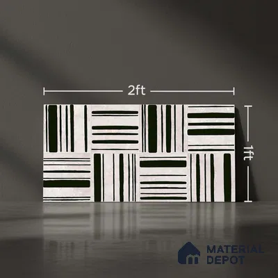 Highlighter Wall Tile TL 05335 Splendore Highlighter 2 Black Bianco 2 ft x 1 ft Ceramic Matte Finish - 9 mm | Suitable for Kitchen, Bathroom & Balcony Walls (Sample)