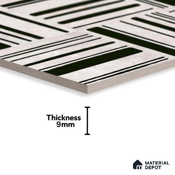 Highlighter Wall Tile TL 05335 Splendore Highlighter 2 Black Bianco 2 ft x 1 ft Ceramic Matte Finish - 9 mm | Suitable for Kitchen, Bathroom & Balcony Walls (Sample)