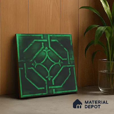 Moroccan Wall Tile TL 05637 Tangier Emerald Sculpture 6 x 6 inch Ceramic Matte Finish - 9 mm | 5 Random Faces | Suitable for Living Room, Bathroom, Kitchen & Backsplash