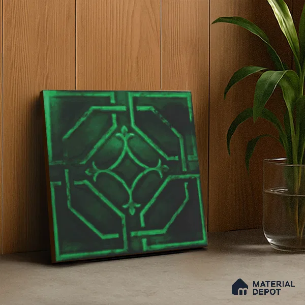 Moroccan Wall Tile TL 05637 Tangier Emerald Sculpture 6 x 6 inch Ceramic Matte Finish - 9 mm | 5 Random Faces | Suitable for Living Room, Bathroom, Kitchen & Backsplash
