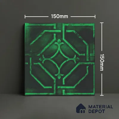 Moroccan Wall Tile TL 05637 Tangier Emerald Sculpture 6 x 6 inch Ceramic Matte Finish - 9 mm | 5 Random Faces | Suitable for Living Room, Bathroom, Kitchen & Backsplash