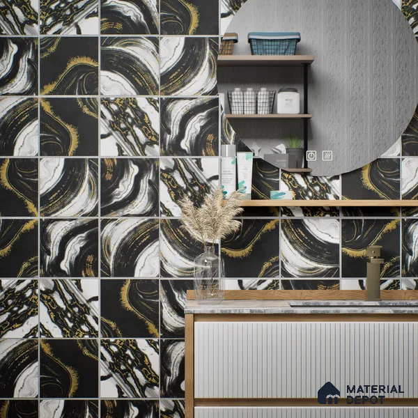 Moroccan Wall Tile TL 05641 Tangier Midnight Opal 6 x 6 inch Ceramic Matte Finish - 9 mm | 4 Random Faces | Suitable for Living Room, Bathroom, Kitchen & Backsplash