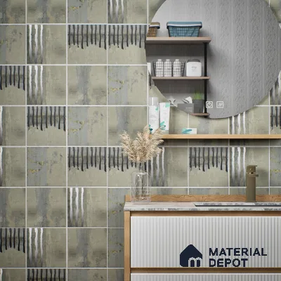 Moroccan Wall Tile TL 05636 Tangier Silver Threads 6 x 6 inch Ceramic Matte Finish - 9 mm | 4 Random Faces | Suitable for Living Room, Bathroom, Kitchen & Backsplash