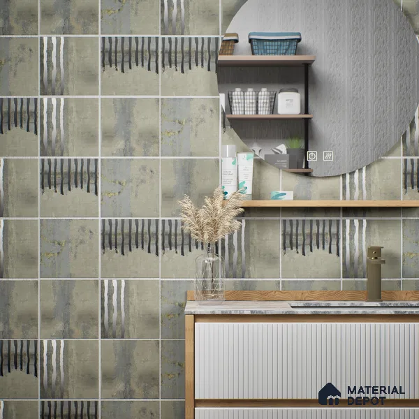 Moroccan Wall Tile TL 05636 Tangier Silver Threads 6 x 6 inch Ceramic Matte Finish - 9 mm | 4 Random Faces | Suitable for Living Room, Bathroom, Kitchen & Backsplash