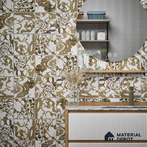Moroccan Wall Tile TL 05639 Tangier Vintage Silk 6 x 6 inch Ceramic Matte Finish - 9 mm | 4 Random Faces | Suitable for Living Room, Bathroom, Kitchen & Backsplash