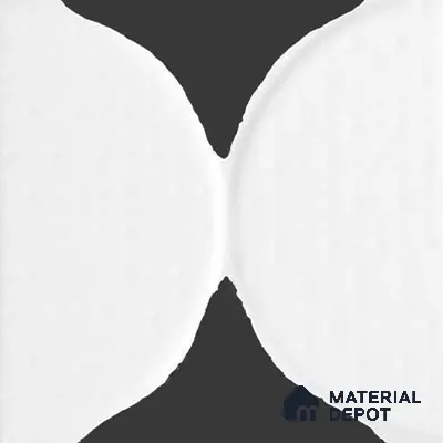 Moroccan Wall Tile TL 05642 Tangier White Wave 6 x 6 inch Ceramic Matte Finish - 9 mm | 5 Random Faces | Suitable for Living Room, Bathroom, Kitchen & Backsplash