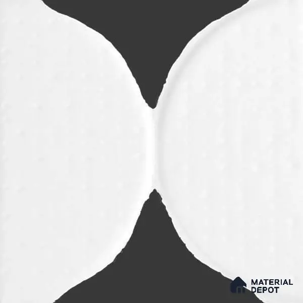Moroccan Wall Tile TL 05642 Tangier White Wave 6 x 6 inch Ceramic Matte Finish - 9 mm | 5 Random Faces | Suitable for Living Room, Bathroom, Kitchen & Backsplash