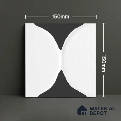 Moroccan Wall Tile TL 05642 Tangier White Wave 6 x 6 inch Ceramic Matte Finish - 9 mm | 5 Random Faces | Suitable for Living Room, Bathroom, Kitchen & Backsplash