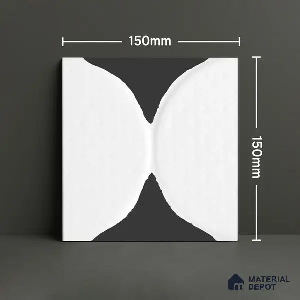 Moroccan Wall Tile TL 05642 Tangier White Wave 6 x 6 inch Ceramic Matte Finish - 9 mm | 5 Random Faces | Suitable for Living Room, Bathroom, Kitchen & Backsplash