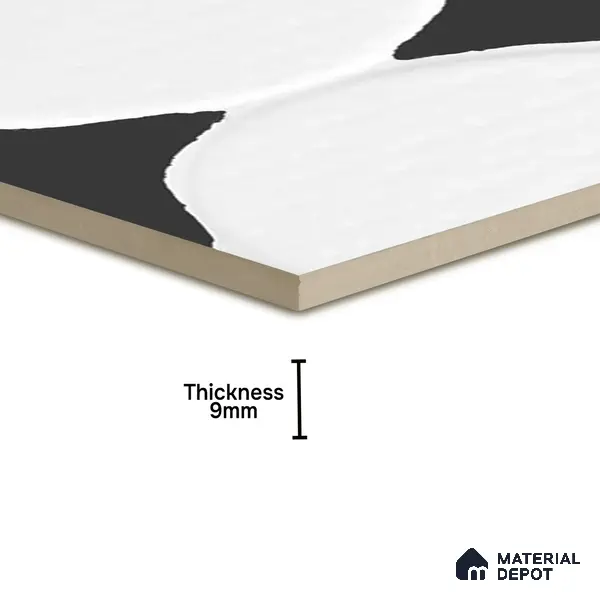 Moroccan Wall Tile TL 05642 Tangier White Wave 6 x 6 inch Ceramic Matte Finish - 9 mm | 5 Random Faces | Suitable for Living Room, Bathroom, Kitchen & Backsplash