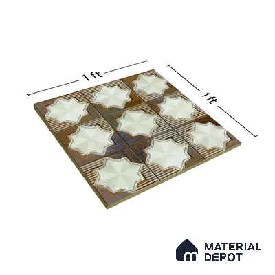 Moroccan Wall & Floor Tile TL 06352 B Shimmerix 12 inch x 12 inch Ceramic Matte Finish - 9.5 mm | Suitable for Accent / Feature Walls, Bathroom, Kitchen Wall & Backsplashes | Please Expect a Slight Variation of Pattern (Sample)