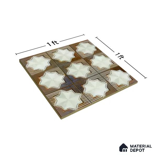 Moroccan Wall & Floor Tile TL 06352 B Shimmerix 12 inch x 12 inch Ceramic Matte Finish - 9.5 mm | Suitable for Accent / Feature Walls, Bathroom, Kitchen Wall & Backsplashes | Please Expect a Slight Variation of Pattern (Sample)