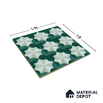 Moroccan Wall & Floor Tile TL 06352 Crystalova 12 inch x 12 inch Ceramic Matte Finish - 9.5 mm | Suitable for Accent / Feature Walls, Bathroom, Kitchen Wall & Backsplashes | Please Expect a Slight Variation of Pattern (Sample)