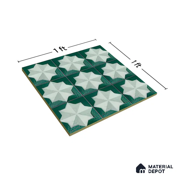 Moroccan Wall & Floor Tile TL 06352 Crystalova 12 inch x 12 inch Ceramic Matte Finish - 9.5 mm | Suitable for Accent / Feature Walls, Bathroom, Kitchen Wall & Backsplashes | Please Expect a Slight Variation of Pattern (Sample)