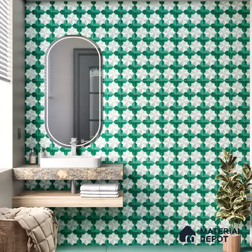 Moroccan Wall & Floor Tile TL 06352 Crystalova 12 inch x 12 inch Ceramic Matte Finish - 9.5 mm | Suitable for Accent / Feature Walls, Bathroom, Kitchen Wall & Backsplashes | Please Expect a Slight Variation of Pattern