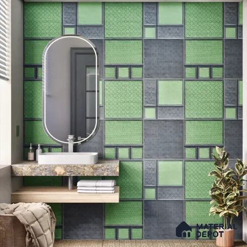 Moroccan Wall Tile TL 06343 Desigra 12 inch x 12 inch Ceramic Matte Finish - 9.5 mm | Suitable for Bathroom, Kitchen, Balcony | Please Expect a Slight Variation of Pattern