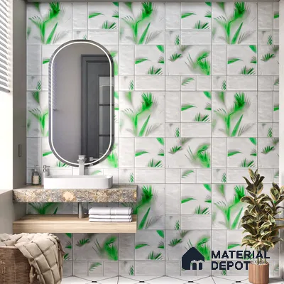 Moroccan Wall Tile TL 06341 Filigra 12 inch x 12 inch Ceramic Matte Finish - 9.5 mm | Suitable for Bathroom, Kitchen, Balcony | Please Expect a Slight Variation of Pattern
