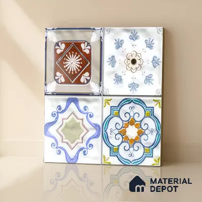 Moroccan Wall & Floor Tile TL 06335 B Mesh 12 inch x 12 inch Ceramic Matte Finish - 9.5 mm | Suitable for Accent/Feature Walls, Bathroom, Kitchen, Dining Area | Please Expect a Slight Variation of Pattern