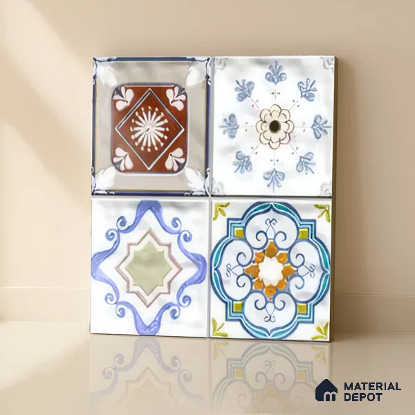 Moroccan Wall & Floor Tile TL 06335 B Mesh 12 inch x 12 inch Ceramic Matte Finish - 9.5 mm | Suitable for Accent/Feature Walls, Bathroom, Kitchen, Dining Area | Please Expect a Slight Variation of Pattern
