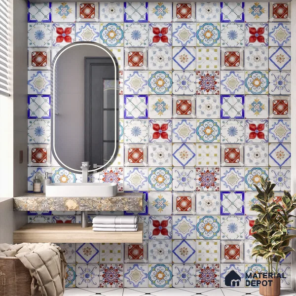 Moroccan Wall & Floor Tile TL 06335 B Mesh 12 inch x 12 inch Ceramic Matte Finish - 9.5 mm | Suitable for Accent/Feature Walls, Bathroom, Kitchen, Dining Area | Please Expect a Slight Variation of Pattern