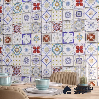 Moroccan Wall & Floor Tile TL 06335 B Mesh 12 inch x 12 inch Ceramic Matte Finish - 9.5 mm | Suitable for Accent/Feature Walls, Bathroom, Kitchen, Dining Area | Please Expect a Slight Variation of Pattern