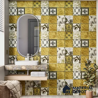 Moroccan Wall Tile TL 06335 Linea 12 inch x 12 inch Ceramic Matte Finish - 9.5 mm | Suitable for Accent/Feature Walls, Bathroom, Kitchen, Dining Area | Please Expect a Slight Variation of Pattern