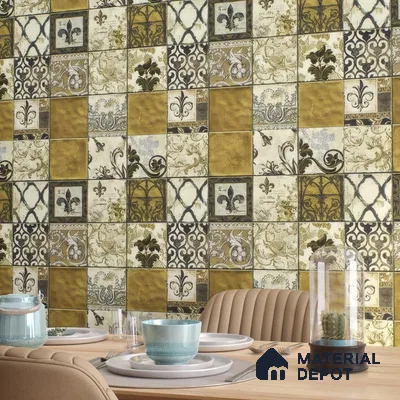 Moroccan Wall Tile TL 06335 Linea 12 inch x 12 inch Ceramic Matte Finish - 9.5 mm | Suitable for Accent/Feature Walls, Bathroom, Kitchen, Dining Area | Please Expect a Slight Variation of Pattern