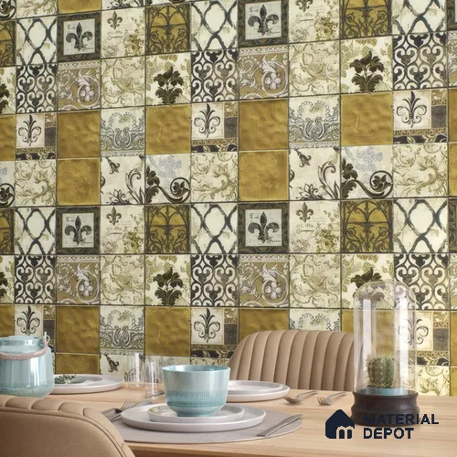 Moroccan Wall Tile TL 06335 Linea 12 inch x 12 inch Ceramic Matte Finish - 9.5 mm | Suitable for Accent/Feature Walls, Bathroom, Kitchen, Dining Area | Please Expect a Slight Variation of Pattern