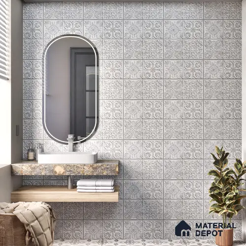 Moroccan Wall Tile TL 06334 B Primora 12 inch x 12 inch Ceramic Matte Finish - 9.5 mm | Suitable for Accent / Feature Walls, Bathroom, Kitchen Backsplashes, Dining Area | Please Expect a Slight Variation of Pattern